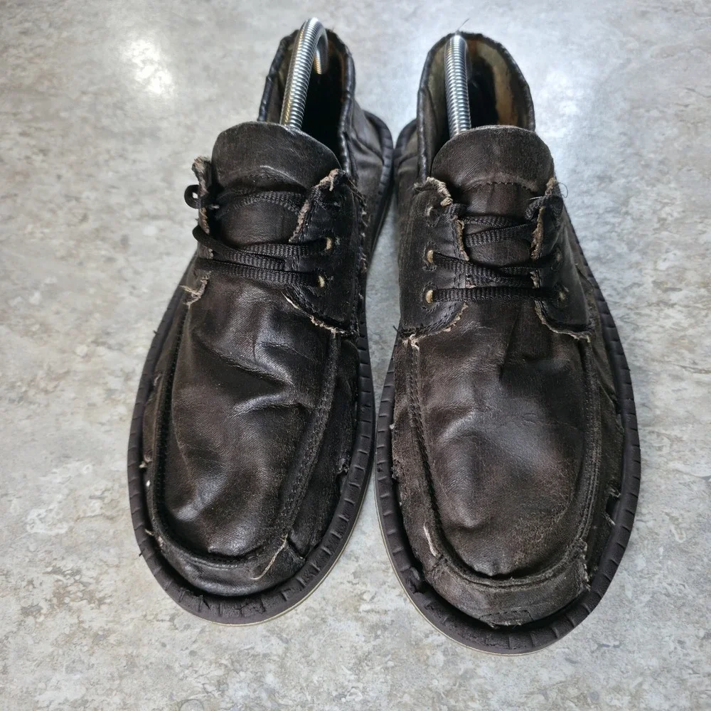 Sanuk‎ Overboard Moc Toe Brown Leather Slip On Beach Shoes Men's 10